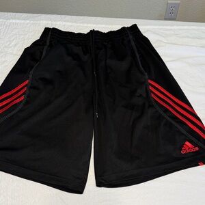 Adidas Men's Athletic Shorts in Black with Red Stripes